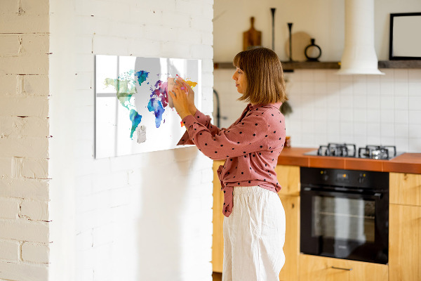 Dry erase board magnetic A colorful map for memories and notes