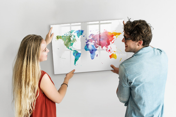 Dry erase board magnetic A colorful map for memories and notes