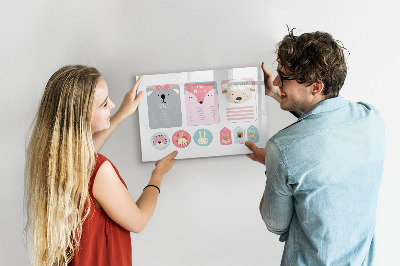 Dry erase board magnetic Colorful planner with animal motifs