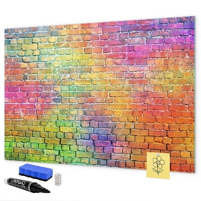 Magnetic dry erase board A colorful wall with space for photos