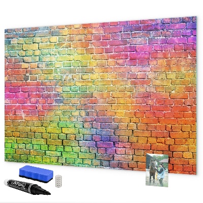 Magnetic dry erase board A colorful wall with space for photos