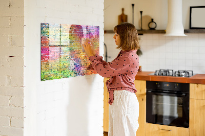 Magnetic dry erase board A colorful wall with space for photos