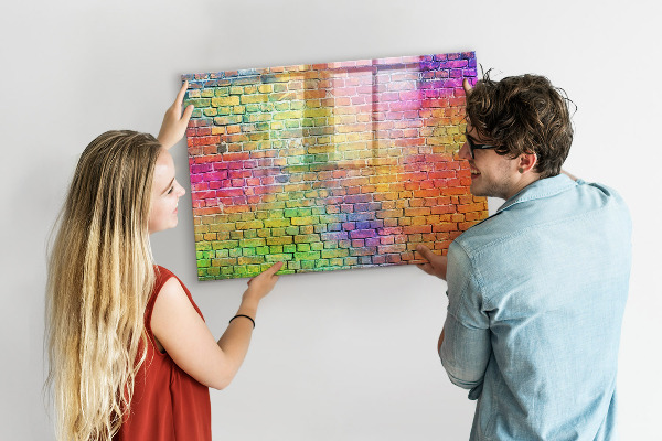 Magnetic dry erase board A colorful wall with space for photos