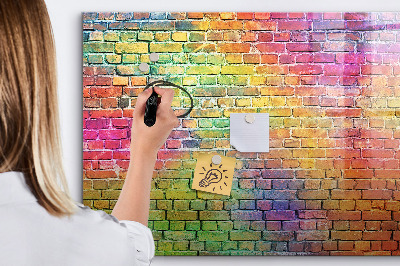Magnetic dry erase board A colorful wall with space for photos