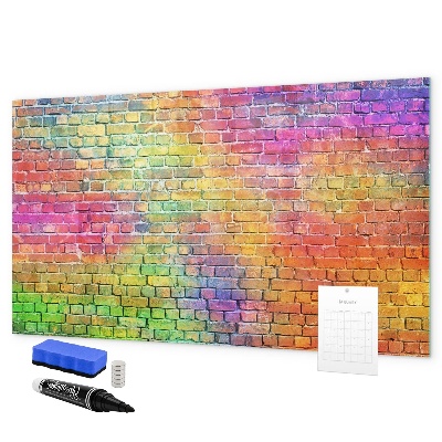 Magnetic dry erase board A colorful wall with space for photos