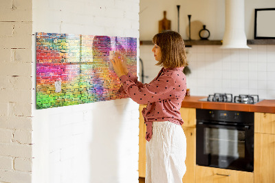 Magnetic dry erase board A colorful wall with space for photos