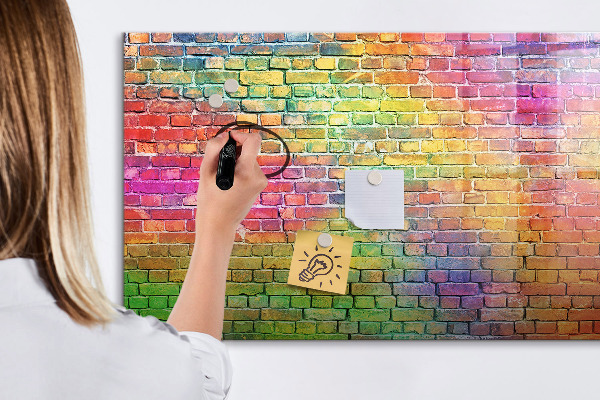 Magnetic dry erase board A colorful wall with space for photos