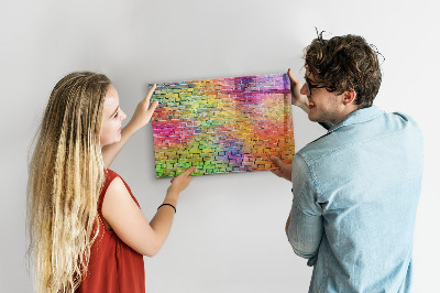 Magnetic dry erase board A colorful wall with space for photos