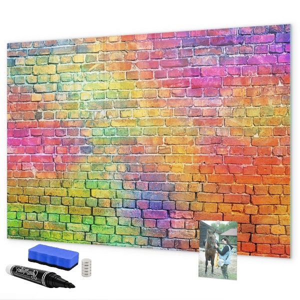 Magnetic dry erase board A colorful wall with space for photos