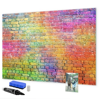Magnetic dry erase board A colorful wall with space for photos