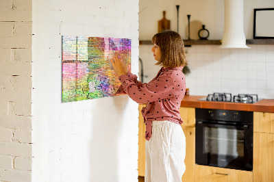 Magnetic dry erase board A colorful wall with space for photos