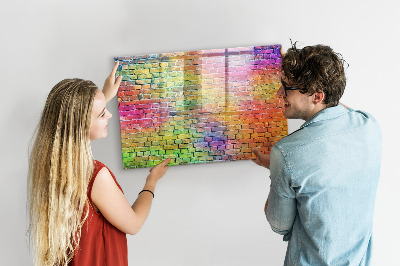 Magnetic dry erase board A colorful wall with space for photos