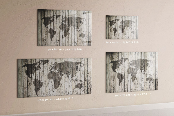 Dry erase board magnetic World map with space for photos