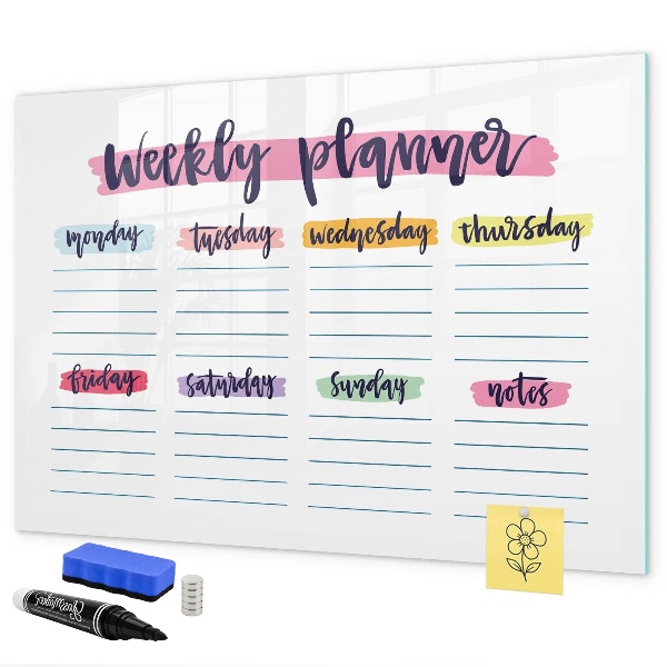 Magnetic dry erase board Weekly planner with space for photos