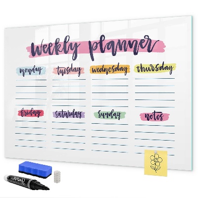 Magnetic dry erase board Weekly planner with space for photos