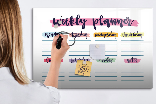 Magnetic dry erase board Weekly planner with space for photos