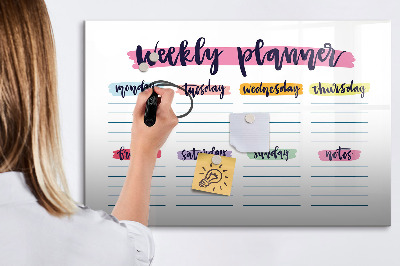 Magnetic dry erase board Weekly planner with space for photos