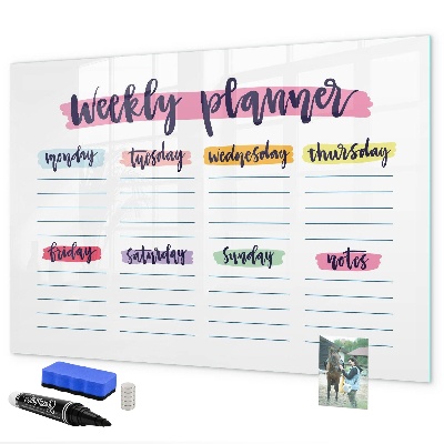 Magnetic dry erase board Weekly planner with space for photos