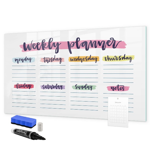 Magnetic dry erase board Weekly planner with space for photos