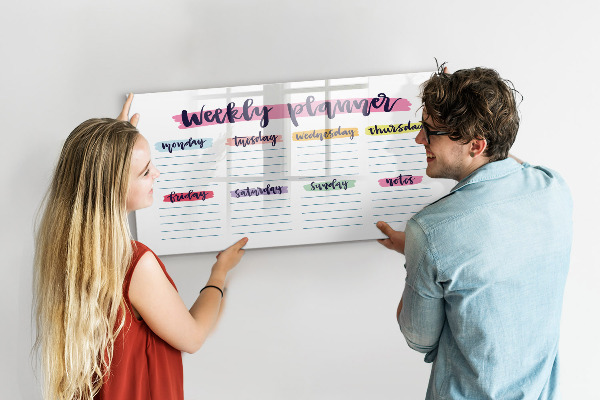 Magnetic dry erase board Weekly planner with space for photos