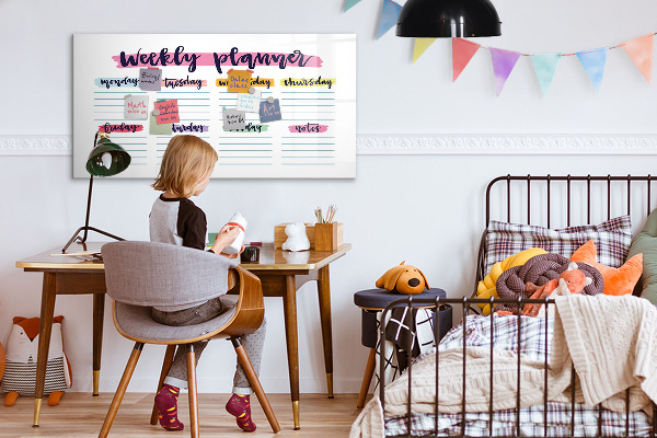 Magnetic dry erase board Weekly planner with space for photos