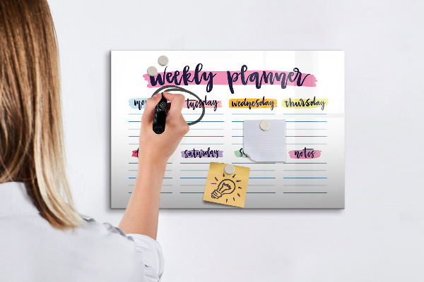 Magnetic dry erase board Weekly planner with space for photos