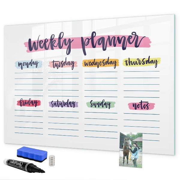 Magnetic dry erase board Weekly planner with space for photos