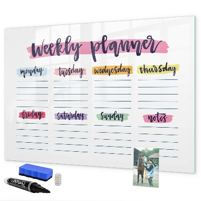 Magnetic dry erase board Weekly planner with space for photos