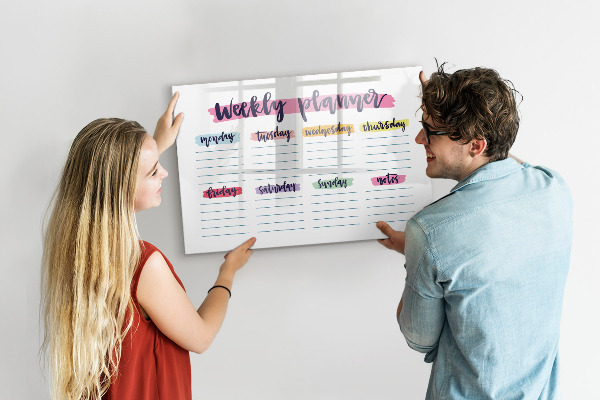 Magnetic dry erase board Weekly planner with space for photos