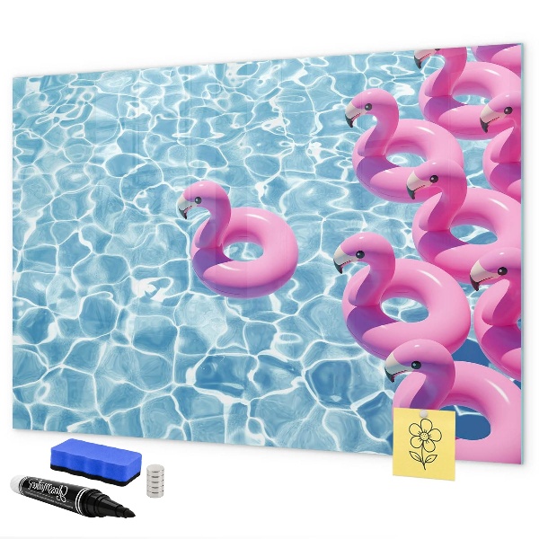 Dry erase board magnetic Joyful moments by the water with flamingos