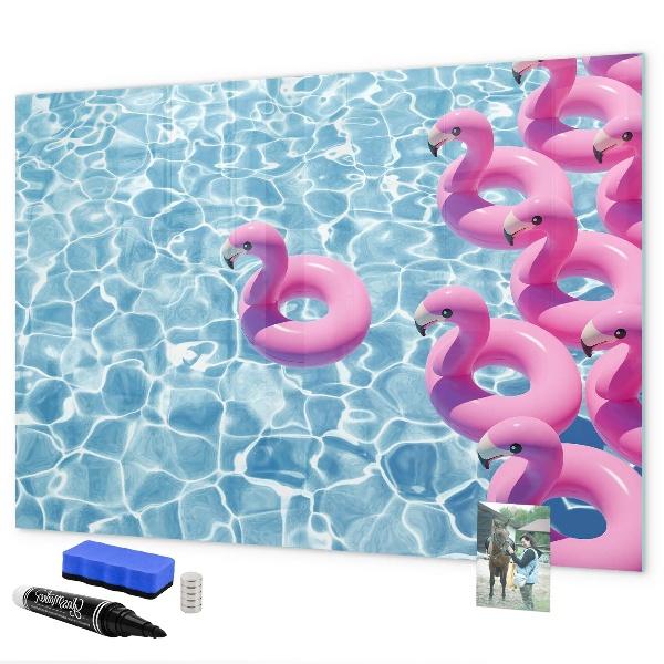 Dry erase board magnetic Joyful moments by the water with flamingos
