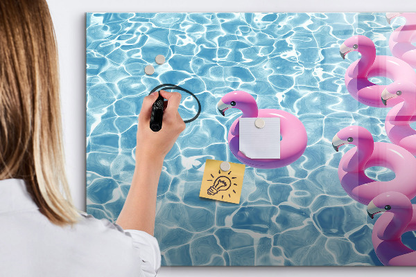 Dry erase board magnetic Joyful moments by the water with flamingos