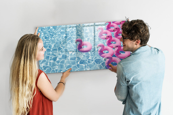 Dry erase board magnetic Joyful moments by the water with flamingos