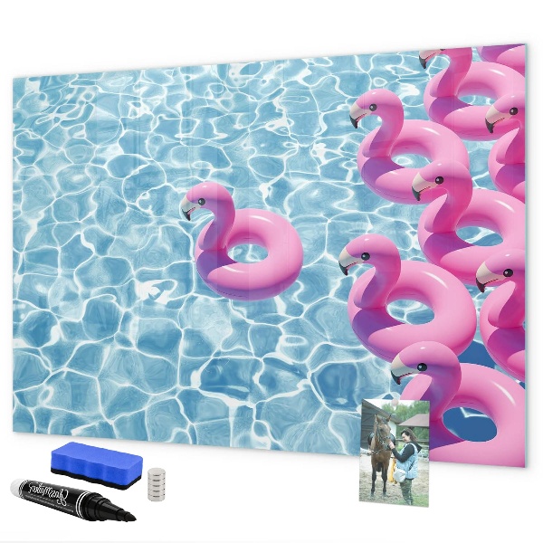Dry erase board magnetic Joyful moments by the water with flamingos