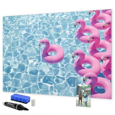 Dry erase board magnetic Joyful moments by the water with flamingos