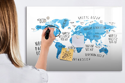 Magnetic dry erase board World map for photo personalization