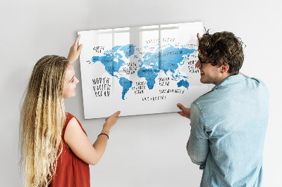 Magnetic dry erase board World map for photo personalization