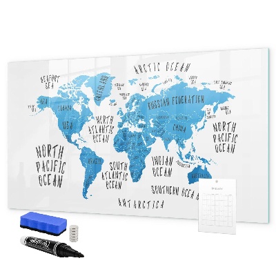 Magnetic dry erase board World map for photo personalization