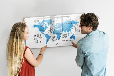 Magnetic dry erase board World map for photo personalization