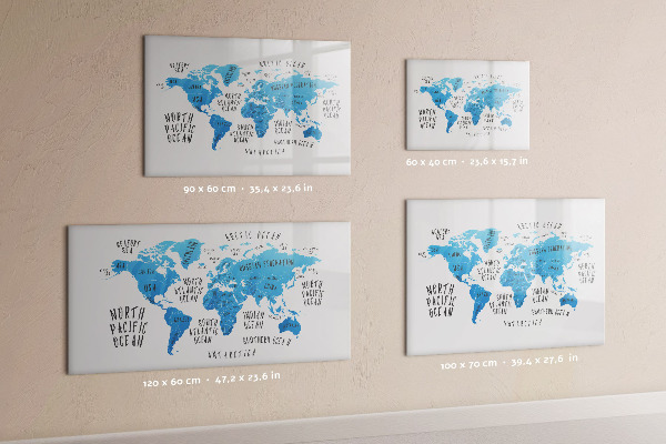 Magnetic dry erase board World map for photo personalization