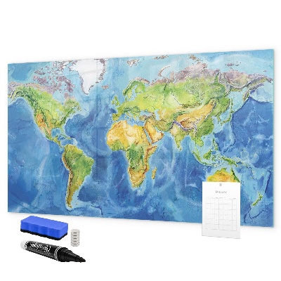 Dry erase board magnetic World map with photo locations