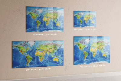 Dry erase board magnetic World map with photo locations