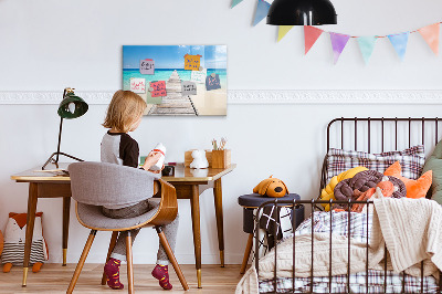 Magnetic dry erase board A beach with memories and photos