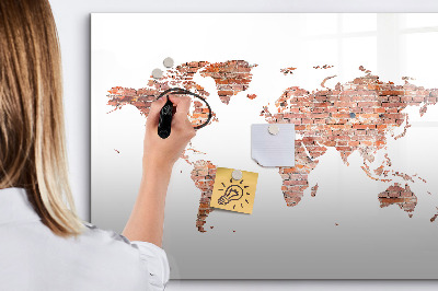 Magnetic dry erase board World map with photos and notes
