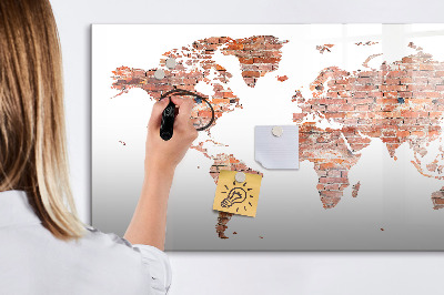 Magnetic dry erase board World map with photos and notes