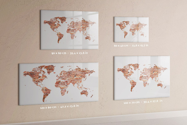 Magnetic dry erase board World map with photos and notes