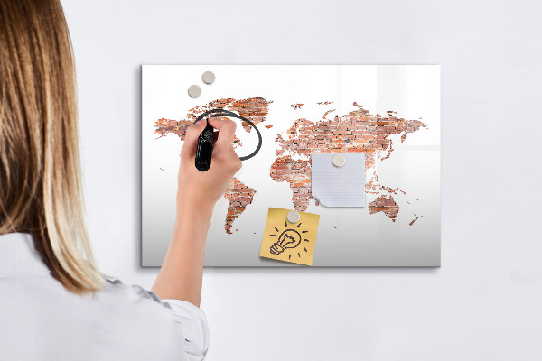 Magnetic dry erase board World map with photos and notes