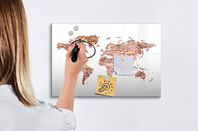Magnetic dry erase board World map with photos and notes