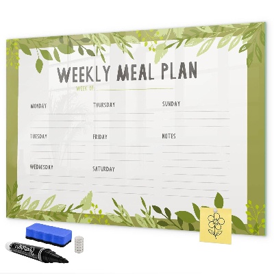 Dry erase board magnetic Meal plan for the week