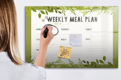 Dry erase board magnetic Meal plan for the week